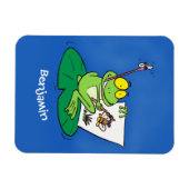 Cute Grappig green frog cartoon Illustration Magneet (Horizontaal)