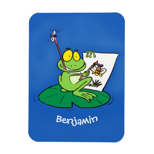 Cute Grappig green frog cartoon Illustration Magneet (Verticaal)