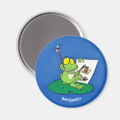 Cute Grappig green frog cartoon Illustration Magneet (Voorkant / Achterkant)