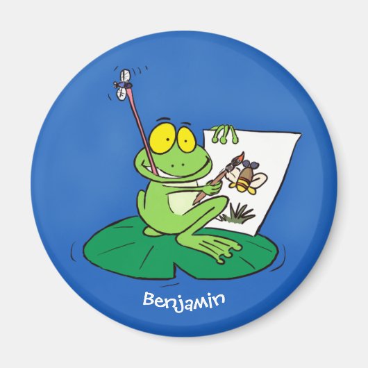 Cute Grappig green frog cartoon Illustration Magneet (Voorkant)