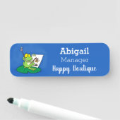 Cute Grappig green frog cartoon Illustration Naamplaatje (In situ)