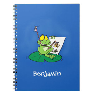 Cute Grappig green frog cartoon Illustration Notitieboek