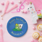 Cute Grappig green frog cartoon Illustration Papieren Bordje (Feest)