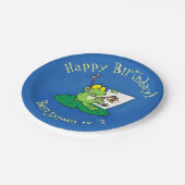 Cute Grappig green frog cartoon Illustration Papieren Bordje (Gekanteld)