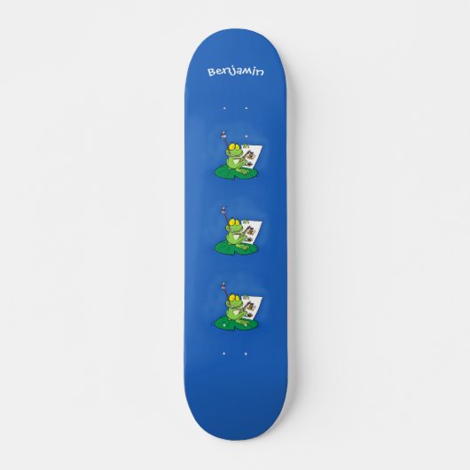 Cute Grappig green frog cartoon Illustration Persoonlijk Skateboard (Voorkant)