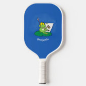 Cute Grappig green frog cartoon Illustration Pickleball Paddle (Achterkant)