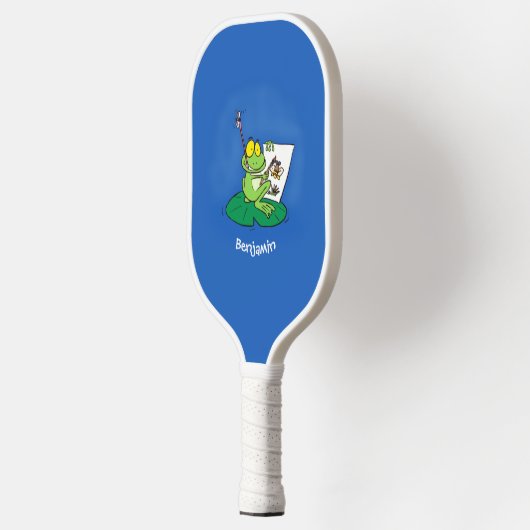Cute Grappig green frog cartoon Illustration Pickleball Paddle (Links)