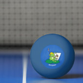 Cute Grappig green frog cartoon Illustration Pingpongbal (Net)