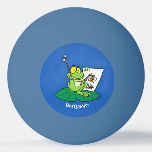 Cute Grappig green frog cartoon Illustration Pingpongbal (Voorkant)