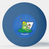Cute Grappig green frog cartoon Illustration Pingpongbal (Achterkant)