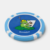 Cute Grappig green frog cartoon Illustration Poker Chips (Enkel)