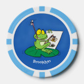Cute Grappig green frog cartoon Illustration Poker Chips (Voorkant)