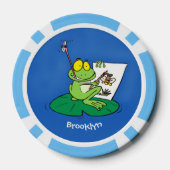 Cute Grappig green frog cartoon Illustration Poker Chips (Achterkant)