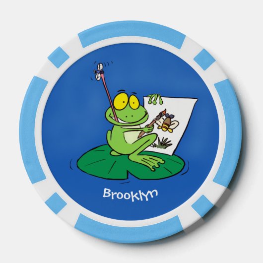 Cute Grappig green frog cartoon Illustration Poker Chips (Achterkant)