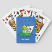 Cute Grappig green frog cartoon Illustration Pokerkaarten (Achterkant)