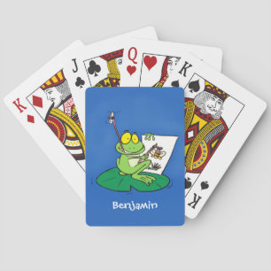 Cute Grappig green frog cartoon Illustration Pokerkaarten