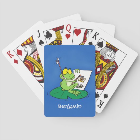 Cute Grappig green frog cartoon Illustration Pokerkaarten (Achterkant)