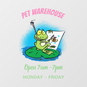 Cute Grappig green frog cartoon Illustration Raamsticker (Vel)