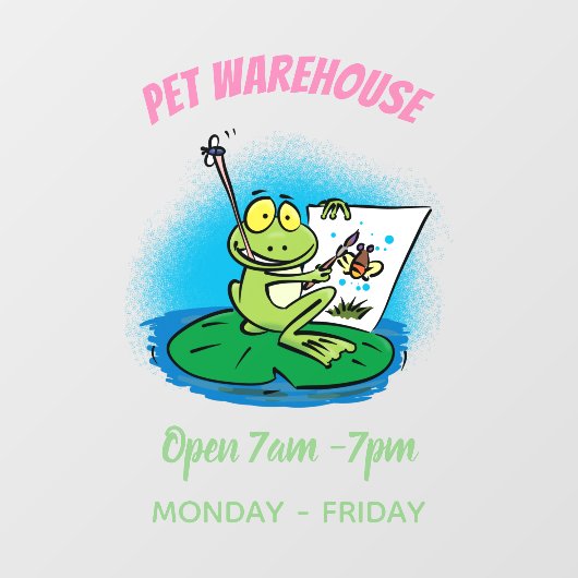 Cute Grappig green frog cartoon Illustration Raamsticker (Vel)