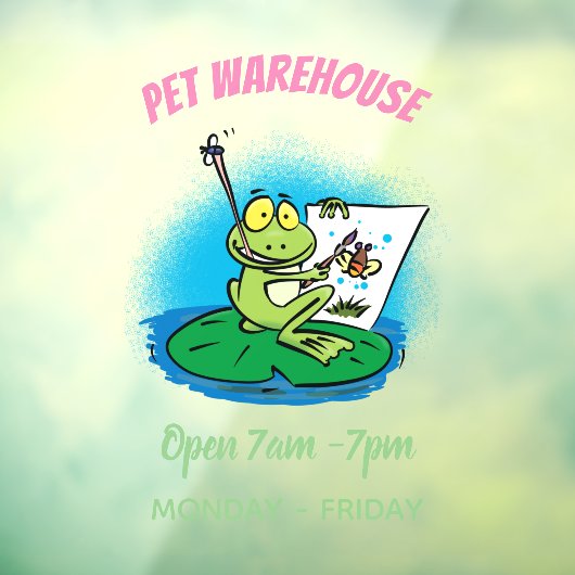 Cute Grappig green frog cartoon Illustration Raamsticker (Vel 3)