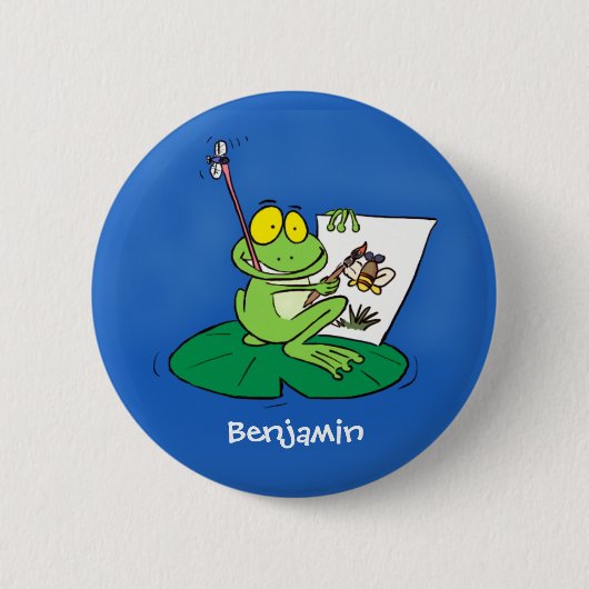 Cute Grappig green frog cartoon Illustration Ronde Button 5,7 Cm (Voorkant)