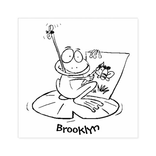 Cute Grappig green frog cartoon Illustration Rubberstempel (Afrduk)