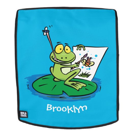 Cute Grappig green frog cartoon Illustration Rugtassen (Verwijderbaar gezicht)