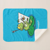 Cute Grappig green frog cartoon Illustration Sherpa Deken (Voorkant (horizontaal))