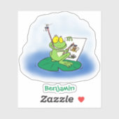 Cute Grappig green frog cartoon Illustration Sticker (Vel)