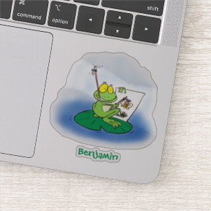 Cute Grappig green frog cartoon Illustration Sticker