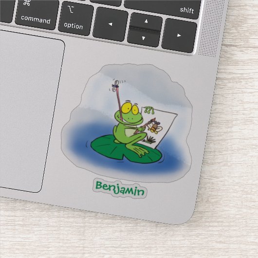 Cute Grappig green frog cartoon Illustration Sticker (Detail)
