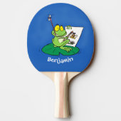 Cute Grappig green frog cartoon Illustration Tafeltennisbatje (Achterkant)