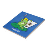 Cute Grappig green frog cartoon Illustration Tegeltje (Zijkant)