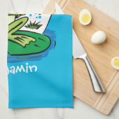 Cute Grappig green frog cartoon Illustration Theedoek (Quarter Fold)