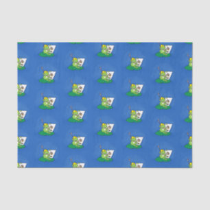 Cute Grappig green frog cartoon Illustration Tissuepapier