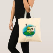 Cute Grappig green frog cartoon Illustration Tote Bag (Voorkant (product))