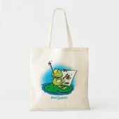 Cute Grappig green frog cartoon Illustration Tote Bag (Voorkant)