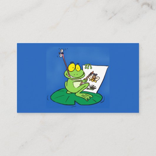 Cute Grappig green frog cartoon Illustration Visitekaartje (Achterkant)