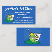 Cute Grappig green frog cartoon Illustration Visitekaartje (Voorkant / Achterkant)