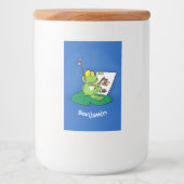 Cute Grappig green frog cartoon Illustration Voedselcontainer Etiket (Voorkant)