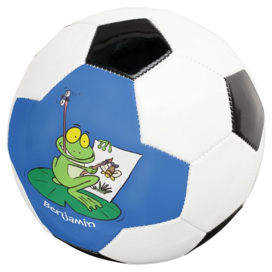 Cute Grappig green frog cartoon Illustration Voetbal (Drie kwart)