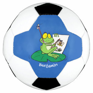 Cute Grappig green frog cartoon Illustration Voetbal