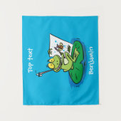 Cute Grappig green frog cartoon Illustration Wandkleed (Voorkant)