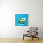 Cute Grappig green frog cartoon Illustration Wandkleed (In Situ (horizontaal))