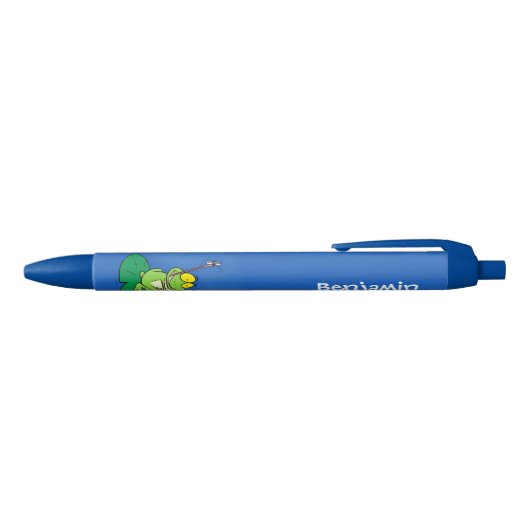 Cute Grappig green frog cartoon Illustration Zwarte Inkt Pen (Bovenkant)