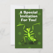 Cute Grappig green praing mantis cartoon Kaart (Achterkant)