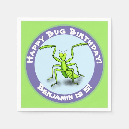 Cute Grappig green praing mantis cartoon Servet (Voorkant)