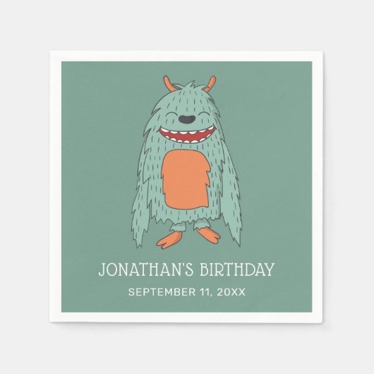 Cute grappig monster. Kinder verjaardagsfeest Servet (Voorkant)
