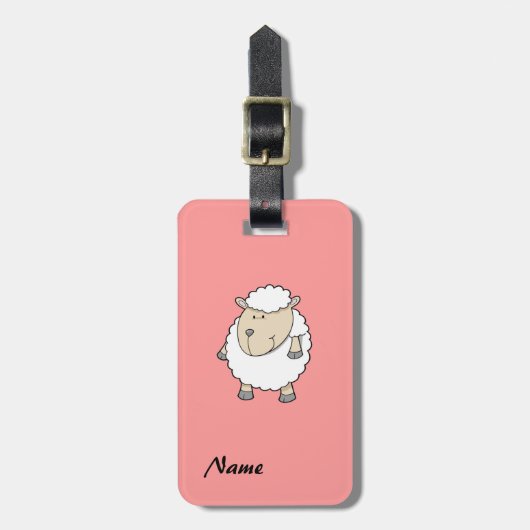 Cute Grappig schattig schaapenmonogram Bagagelabel (Voorkant verticaal)