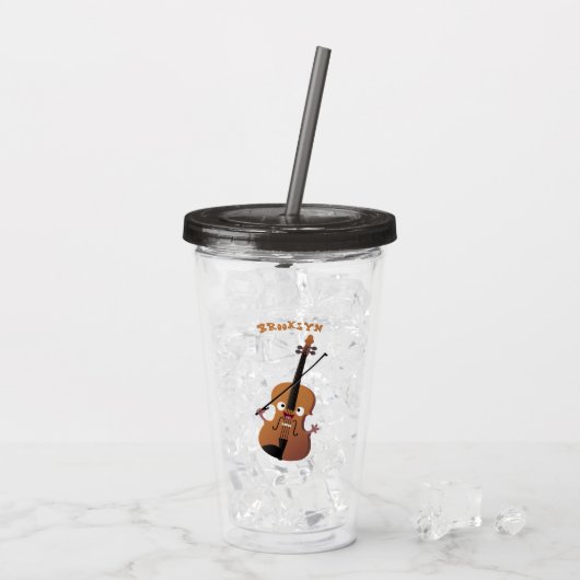 Cute grappig vioolmusical acryl drinkbeker (Achterkant ijs)
